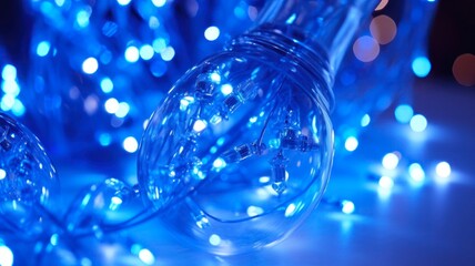 Mesmerizing Blue Bokeh Christmas Lights Garland for Festive Holiday Backgrounds and Wallpapers