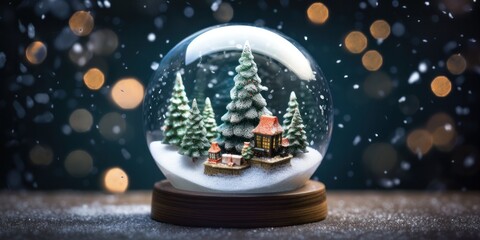 Futuristic Generative AI Snow Globe with Christmas Tree and Bright Colors for Business and Concept Illustration