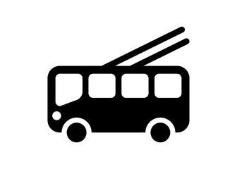 Trolleybus icon. Simple black city trolley bus from side icon, illustration.