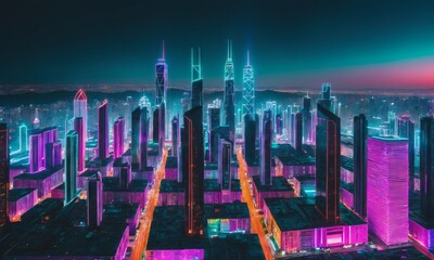 a mesmerizing holographic cityscape at dusk
