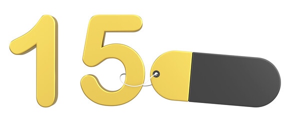 Fifteen percent sale. 15% sale. 3D illistration.