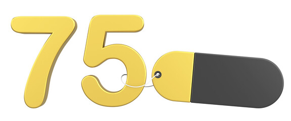 Seventy five percent sale. 75% sale. 3D illistration.