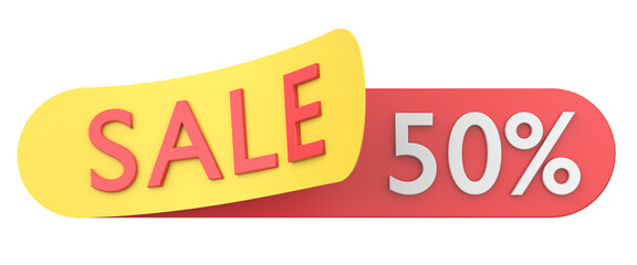 Fifty percent sale. 50% sale. 3D illistration.