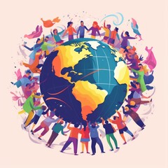 Naklejka premium Global Unity Community Graphic