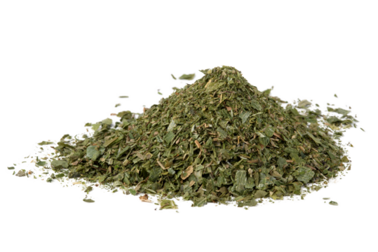 Dried parsley, dill and onion seasoning isolated on a transparent background.