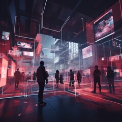 Futuristic Metaverse Interaction Graphic