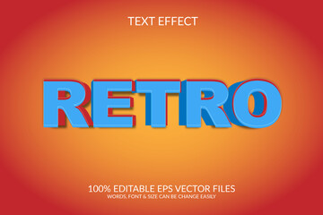 Retro 3d fully editable illustration, vector eps text effect design