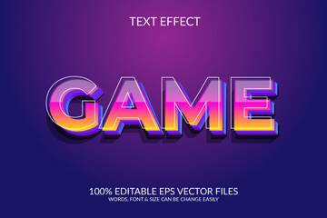 Game 3d fully editable illustration, vector eps text effect design