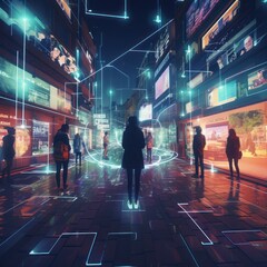 Futuristic Metaverse Interaction Graphic