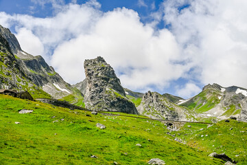 Grosser Sankt Bernhard, Saint-Bernard, St. Bernard, Passstrasse, Alpenpass, Bergstrasse, Alpen, Aostatal, Aosta, Wanderweg, Sommer, Italien