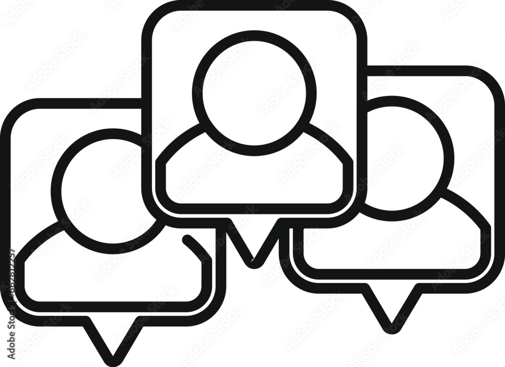 Poster chat messaging group icon outline vector. social online. online element