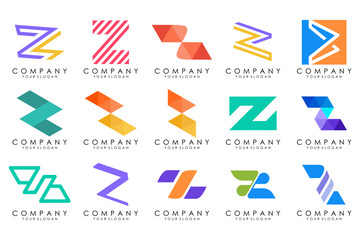 Set of abstract letter z logo design. icons for business of luxury elegant, simple with colorfulness