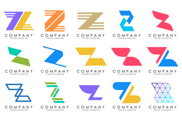 Set of abstract letter z logo design. icons for business of luxury elegant, simple with colorfulness