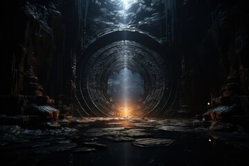 Enigmatic shadow gates, portals to realms shrouded in darkness and mystery - Generative AI - 662813480