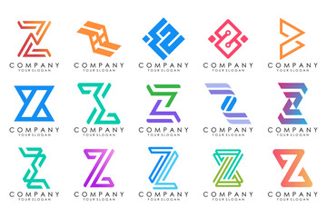 Set of abstract letter z logo design. icons for business of luxury elegant, simple with colorfulness