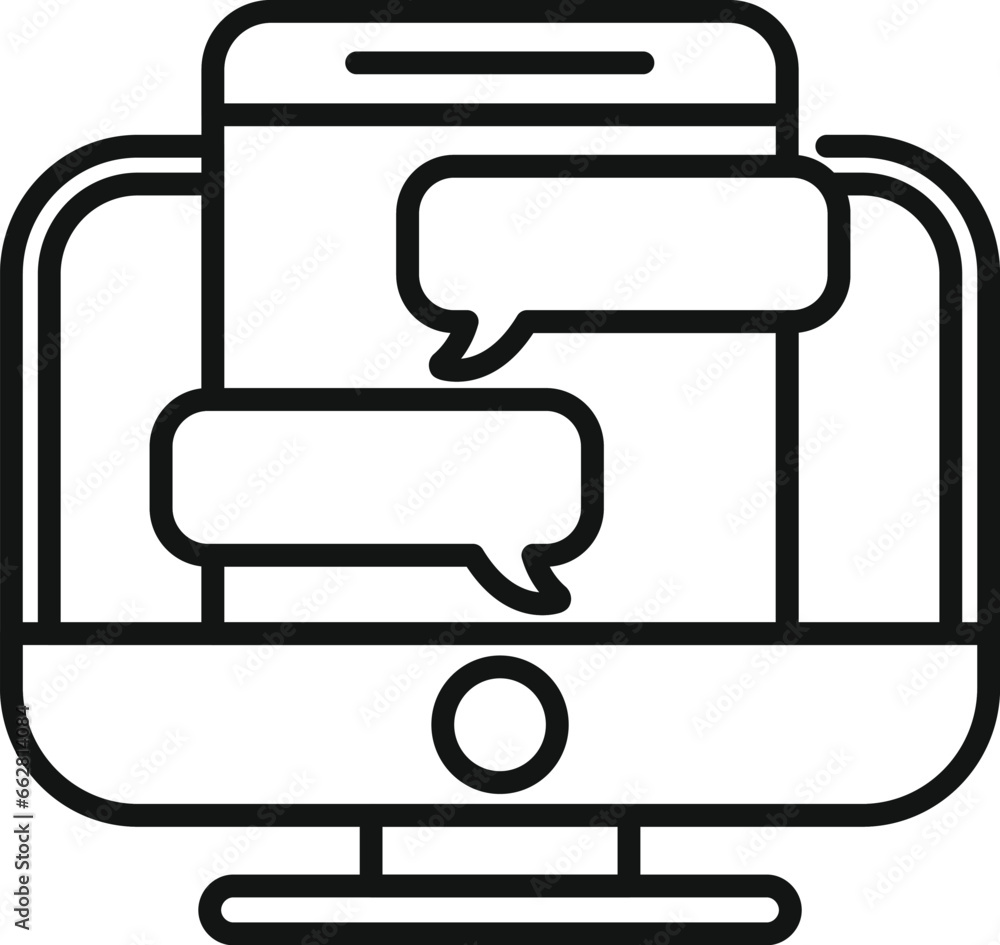 Aufkleber computer chat icon outline vector. web internet. content mobile