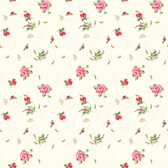Elegant seamless pattern with watercolor peony flowers, design elements.