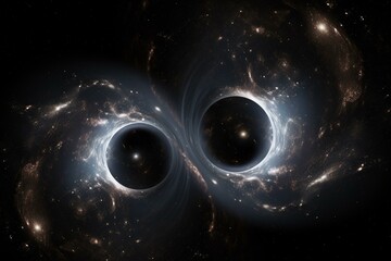 Illustration of two merging black holes. Generative AI