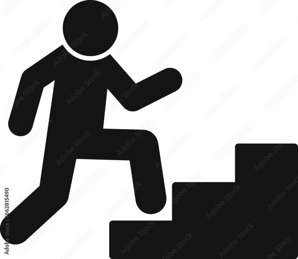 Poster person exit run icon simple vector. help fire. work staircase