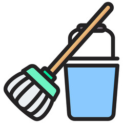 Mop Outline Color Icon