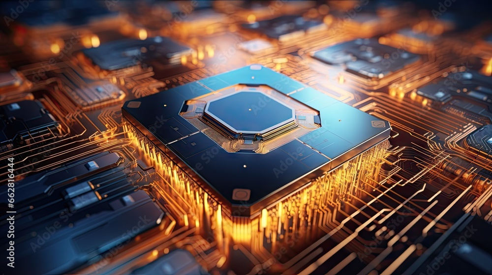 Leinwandbilder Ai Processor chip of Cube Technology. Big data storage, Cloud computing, Machine learning, Ai blockchain technology. Artificial intelligence learnability Concept.