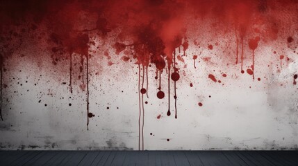 Red background, Scary bloody wall. white wall with blood splatter for halloween background. - obrazy, fototapety, plakaty