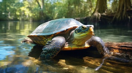 Fototapeta premium turtle basking at citrus wildlife management area, florida.