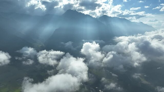 Sun rays through clouds in Tan Uyen, lai Chau