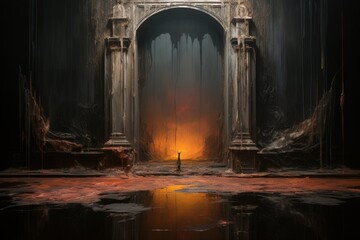 Enigmatic shadow gates, portals to realms shrouded in darkness and mystery - Generative AI - 662817244