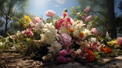 Flowers offered to the grave when visiting the grave