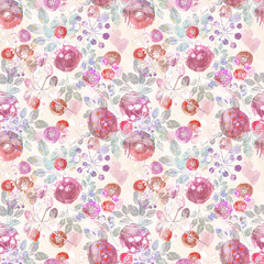 Seamless abstract floral pattern. Stylized pink flowers on a light background.