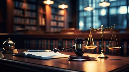 law legal technology concept. judge gavel and computer on desk of lawyer with legal icon. - 662818221