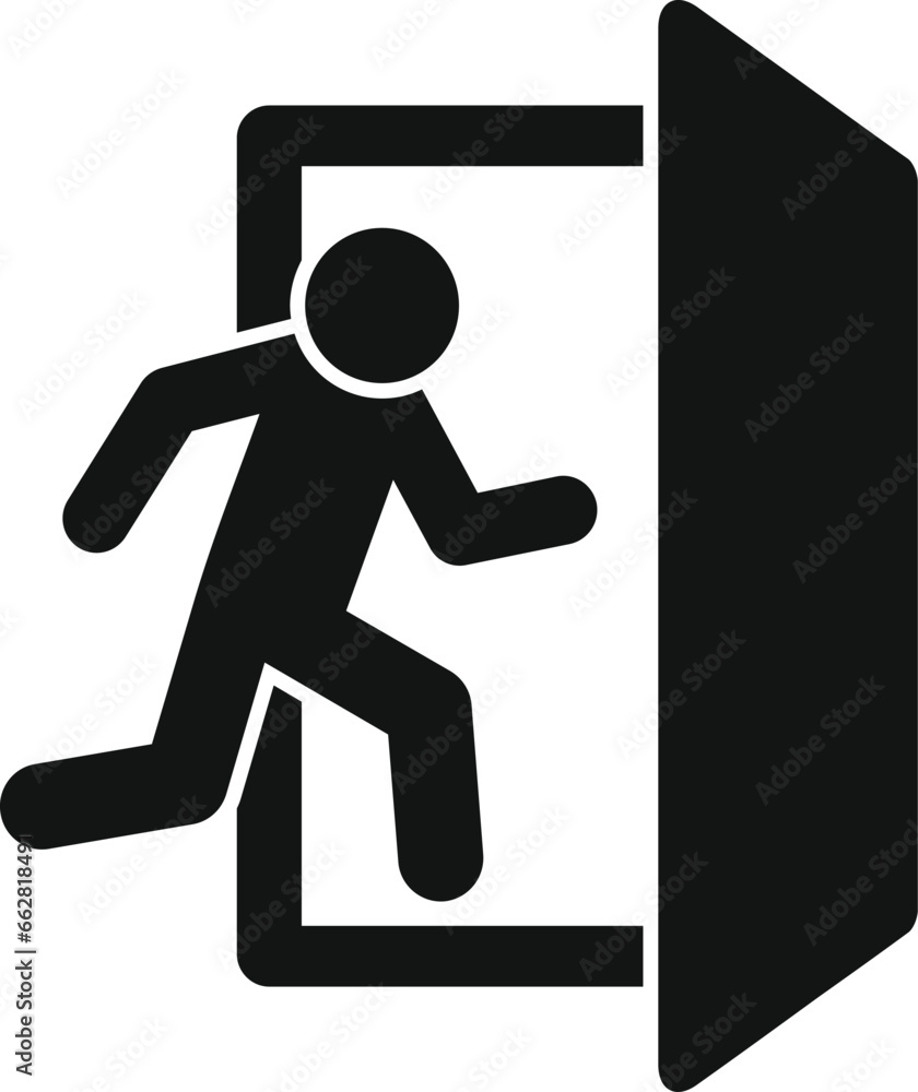 Poster door exit run icon simple vector. person leaving. work arrow