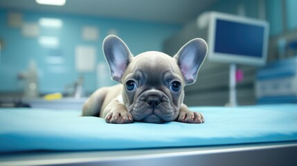 French bulldog puppy in animal hospital
