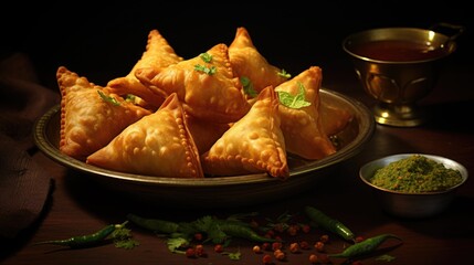 A Beautiful Picture of Samosa Spicy smosa iftaari dish Indian ramadan food, Pakistani Iftar meal.