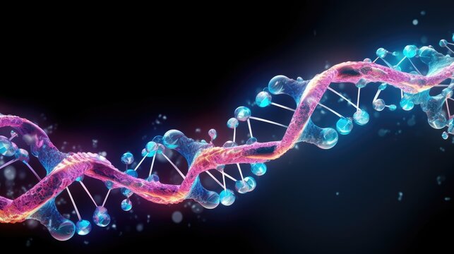 Single strand ribonucleic acid isolated on white. RNA vaccine research 3d illustration concept