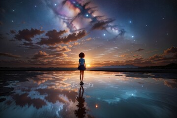 silhouette of a girl on a beach