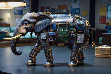 Elephant made with electronic circuit parts