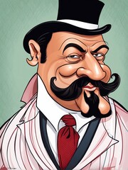 Caricature art of a person with hat