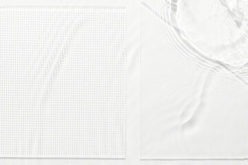 Water white surface abstract background. Waves and ripples texture of cosmetic aqua moisturizer with bubbles and transparent ice glass inside.