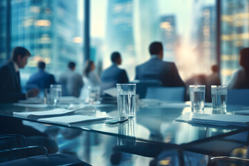 A group of entrepreneur businessman sitting on a board meeting with soft selective focus. Corporate...