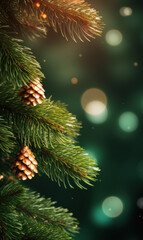Fototapeta na wymiar christmas tree green spruce branch