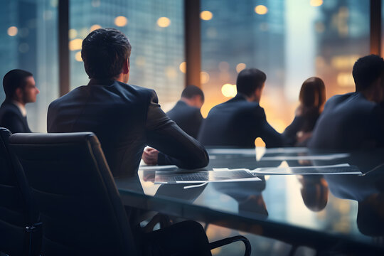 A group of entrepreneur businessman sitting on a board meeting with soft selective focus. Corporate job