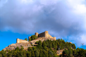 Fototapeta na wymiar Aguilar de Campoo castle on a hill Palencia, Castilla y León, Spain