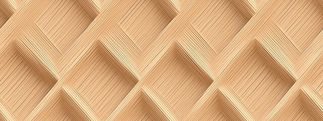 Seamless diamond grid wood lattice texture on background. Tileable light brown redwood, pine or oak trellis of woven diagonal boards. Wooden fence planks pattern