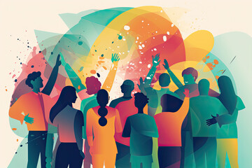 Diversity, multiculturalism, global citizen, inclusion, teamwork, collaboration, group of people gathering, celebrating, celebration, discussion, DEI, equity, 