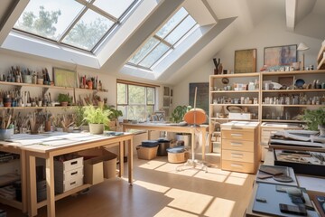 Create an art studio with ample natural light and storage for supplies