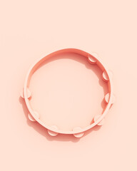 Rose pink tambourine percussion musical instruments equipment flat lay diagonal vibrant production background wallpaper 3d illustration render digital rendering	 - obrazy, fototapety, plakaty