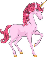 Naklejka na ściany i meble Unicorn Horn Horse Animal Cartoon Mascot From Myth