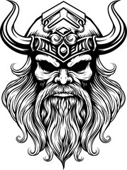 Viking Warrior Man Strong Mascot Face in Helmet